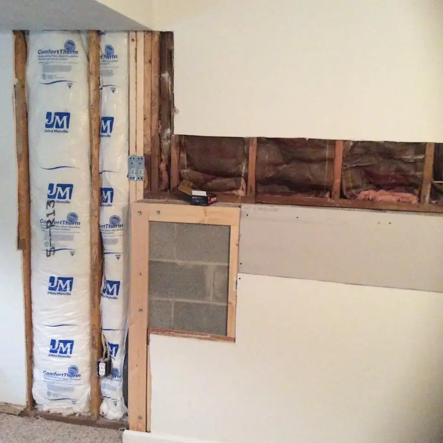 Wall insulation replacement during Structural Drying in Pratt